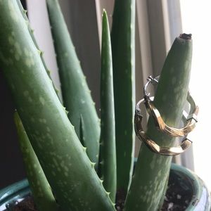 14k gold and silver wavy hoop earrings